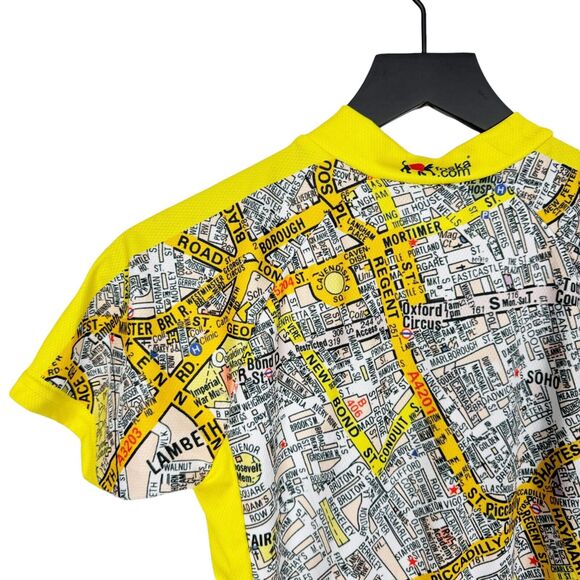 Foska Cycling Shirt Yellow London Map Print Coolplus‎ Fiber Technology Size S - Picture 5 of 11